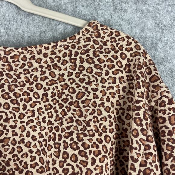Quacker Factory Top Womens 3X Tan Animal Print Sequin 3/4 Sleeve Cotton Artsy - Picture 12 of 13